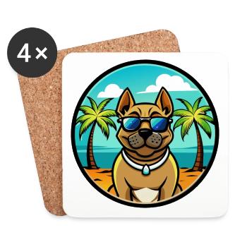 Perro De Presa Canario Hunderasse Cartoon Strand - Untersetzer (4er-Set) - Weiß - Vorne