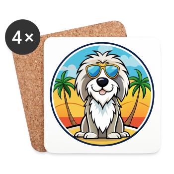 Chien de berger picard race dessin animé lunettes de soleil plage - Dessous de verre (lot de 4) - blanc - Devant