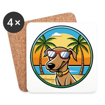 Plott Hound Hund Rasse Cartoon Sonnenbrille Strand - Untersetzer (4er-Set) - Weiß - Vorne