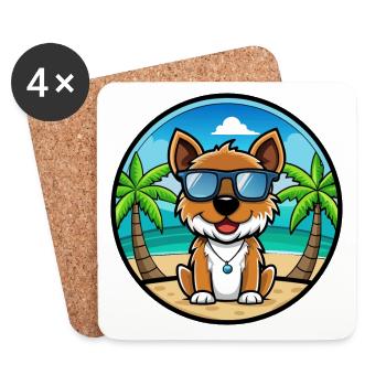 Ormskirk Terrier Hunderasse Cartoon Sonnenbrille Strand - Untersetzer (4er-Set) - Weiß - Vorne