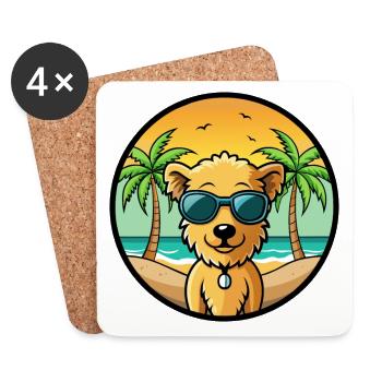Pumi Chien Race Dessin Animé Lunettes de soleil Plage - Dessous de verre (lot de 4) - blanc - Devant