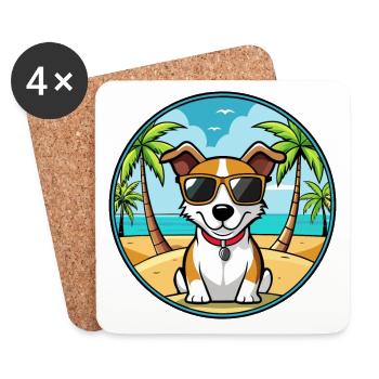 Russell Terrier Hunderasse Cartoon Sonnenbrille Strand - Untersetzer (4er-Set) - Weiß - Vorne