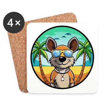 Ratonero Murciano Dog Breed Cartoon Sunglass Beach - Coasters (set of 4) - white - Front
