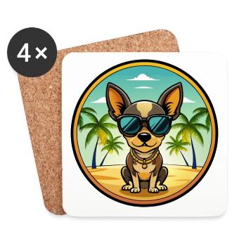 Lunettes de soleil de dessin animé Russian Toy Terrier Dog Breed - Dessous de verre (lot de 4) - blanc - Devant