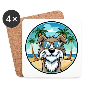 Schapendoes Chien Race Dessin Animé Lunettes de Soleil Plage - Dessous de verre (lot de 4) - blanc - Devant
