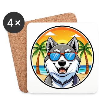 Lunettes de soleil Seppala Siberian Sleddog Breed Cartoon - Dessous de verre (lot de 4) - blanc - Devant