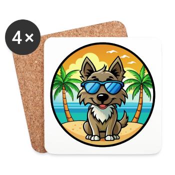 Slovensky Cuvac Chien Race Dessin Animé Lunettes de Soleil Plage - Dessous de verre (lot de 4) - blanc - Devant