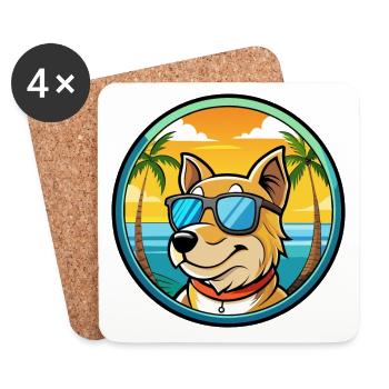 Sapsali Dog Breed Cartoon Sunglasses Beach - Coasters (set of 4) - white - Front