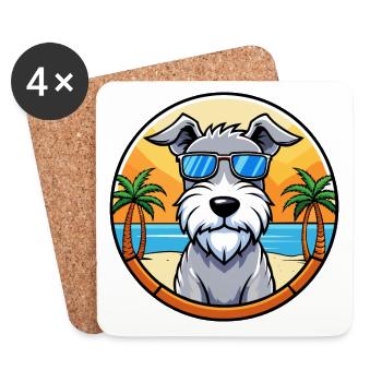Sealyham Terrier Dog Breed Cartoon Sunglass Beach - Coasters (set of 4) - white - Front