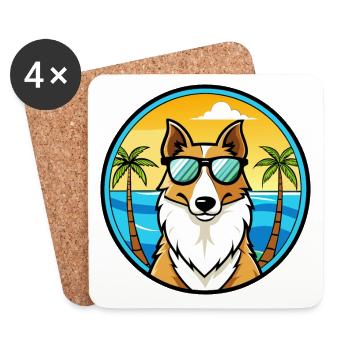 Smooth Collie Hunderasse Cartoon Sonnenbrille Strand - Untersetzer (4er-Set) - Weiß - Vorne