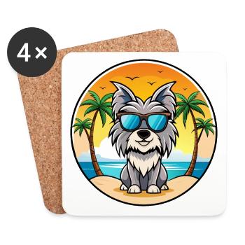 Skye Terrier Chien Race Dessin Animé Lunettes De Soleil Plage - Dessous de verre (lot de 4) - blanc - Devant
