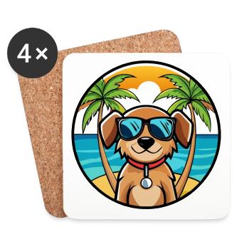 Smalandsstovare Dog Breed Cartoon Sunglasses Beach - Coasters (set of 4) - white - Front