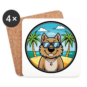 Tosa Chien Race Dessin Animé Lunettes De Soleil Plage - Dessous de verre (lot de 4) - blanc - Devant