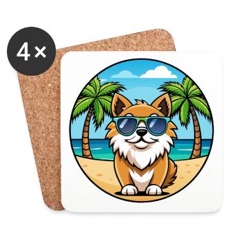 Tibetischer Spaniel Hund Rasse Cartoon Sonnenbrille Strand - Untersetzer (4er-Set) - Weiß - Vorne