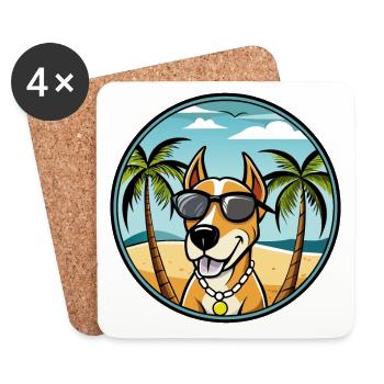 Lunettes de soleil de race de chien de Transylvanie - Dessous de verre (lot de 4) - blanc - Devant