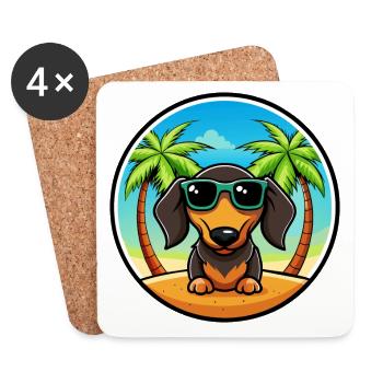 Drahthaardackel Hunderasse Cartoon Sonnenbrille - Untersetzer (4er-Set) - Weiß - Vorne