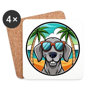 Weimaraner Hund Rasse Cartoon Sonnenbrille Strand - Untersetzer (4er-Set) - Weiß - Vorne