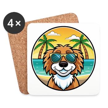 Stabyhoun Chien Race Dessin Animé Lunettes de Soleil Plage - Dessous de verre (lot de 4) - blanc - Devant