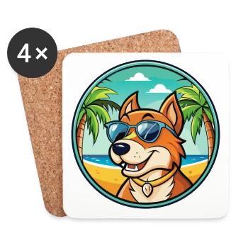 Taigan Dog Breed Cartoon Sunglasses Beach - Coasters (set of 4) - white - Front