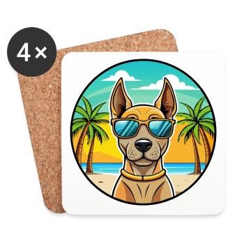Thai Ridgeback Chien Race Dessin Animé Lunettes De Soleil Plage - Dessous de verre (lot de 4) - blanc - Devant