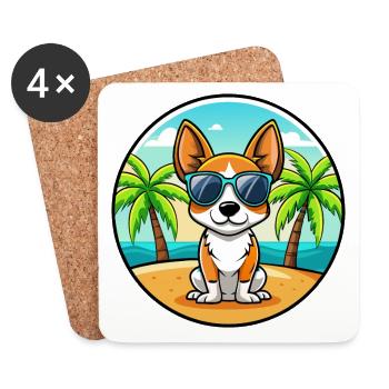 Spielzeug Foxterrier Hund Rasse Cartoon Sonnenbrille Strand - Untersetzer (4er-Set) - Weiß - Vorne