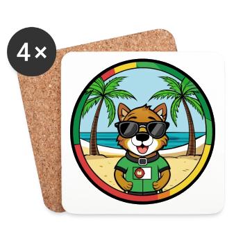 Portugais Chien de garde race dessin animé lunettes de soleil plage - Dessous de verre (lot de 4) - blanc - Devant