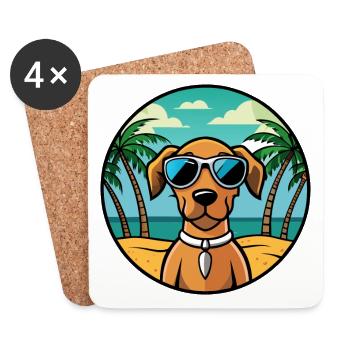 Vizsla Dog Breed Cartoon Sunglasses Beach - Coasters (set of 4) - white - Front