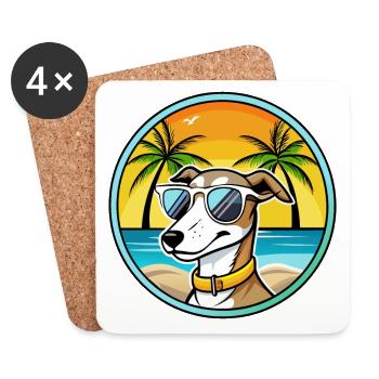 Whippet Hund Rasse Cartoon Sonnenbrille Strand - Untersetzer (4er-Set) - Weiß - Vorne