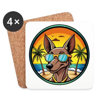 Xoloitzcuintli Chien Race Dessin Animé Lunettes De Soleil Plage - Dessous de verre (lot de 4) - blanc - Devant