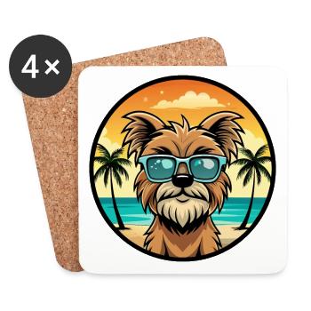Affenpinscher chien race dessin animé lunettes de soleil plage - Dessous de verre (lot de 4) - blanc - Devant