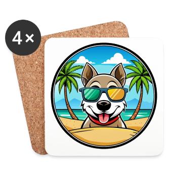 Alopekis Chien Race Dessin Animé Lunettes De Soleil Plage - Dessous de verre (lot de 4) - blanc - Devant