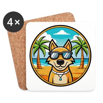 Ariegeois Chien Race Dessin Animé Lunettes de Soleil Plage - Dessous de verre (lot de 4) - blanc - Devant