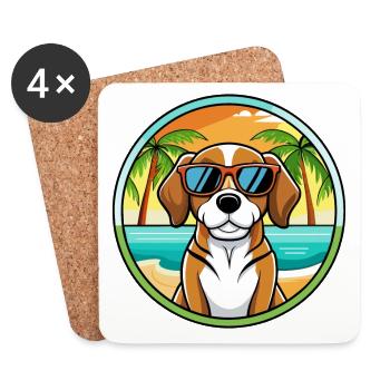 Beagle Harrier Hunderasse Cartoon Sonnenbrille Strand - Untersetzer (4er-Set) - Weiß - Vorne
