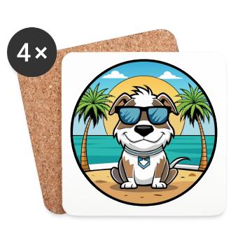 Argentino Chien Race Dessin Animé Lunettes De Soleil Plage - Dessous de verre (lot de 4) - blanc - Devant