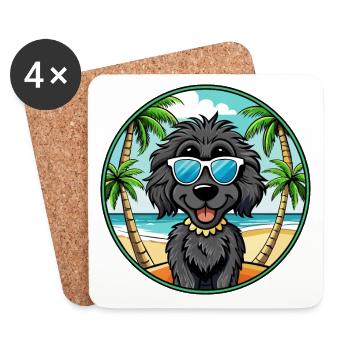 Lunettes de soleil de dessin animé de race de chien terrier russe noir - Dessous de verre (lot de 4) - blanc - Devant