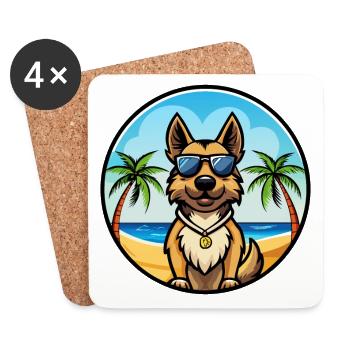 Böhmischer Schäferhund Hunderasse Karikatur Sonnenbrille Strand - Untersetzer (4er-Set) - Weiß - Vorne