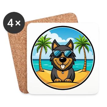 Lunettes de soleil de race de chien de chien de la Forêt-Noire - Dessous de verre (lot de 4) - blanc - Devant