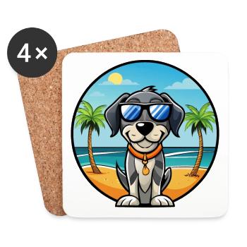 Bluetick Coonhound Dog Breed Lunettes de soleil de dessin animé - Dessous de verre (lot de 4) - blanc - Devant