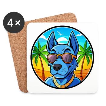 Lunettes de soleil de dessin animé Blue Thai Ridgeback Dog Breed - Dessous de verre (lot de 4) - blanc - Devant