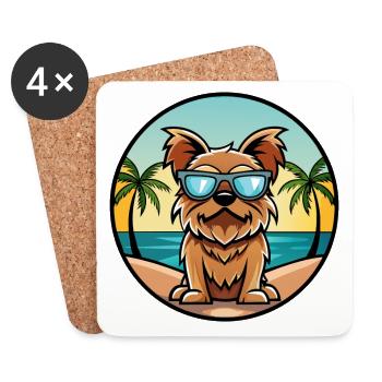 Griffon de Bruxelles Race De Chien Dessin Animé Lunettes De Soleil Plage - Dessous de verre (lot de 4) - blanc - Devant