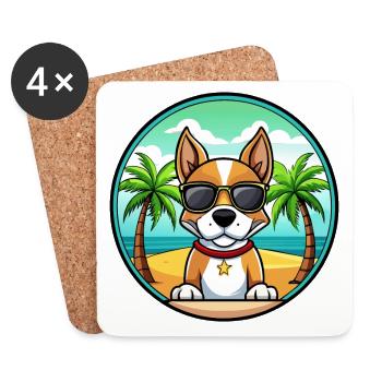 Brasilianischer Terrier Hunderasse Cartoon Sonnenbrille Strand - Untersetzer (4er-Set) - Weiß - Vorne