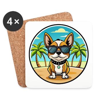 Continental Spielzeug Spaniel Hunderasse Cartoon Strand - Untersetzer (4er-Set) - Weiß - Vorne