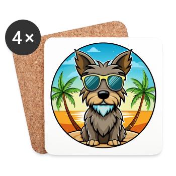 Cesky Terrier Hunderasse Cartoon Sonnenbrille Strand - Untersetzer (4er-Set) - Weiß - Vorne