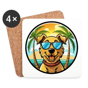 Chesapeake Bay Retriever Race Chien Dessin Animé Plage - Dessous de verre (lot de 4) - blanc - Devant