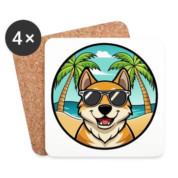 Chinook Dog Breed Cartoon Sunglasses Beach - Coasters (set of 4) - white - Front