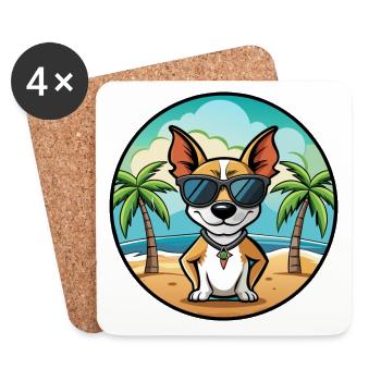Decker Rat Terrier Hunderasse Cartoon Sonnenbrille - Untersetzer (4er-Set) - Weiß - Vorne