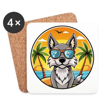 Tchécoslovaque Chien-loup Race Dessin Animé Lunettes De Soleil Plage - Dessous de verre (lot de 4) - blanc - Devant