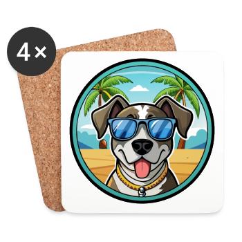 Catahoula Cur Dog Breed Cartoon Lunettes de soleil Beach - Dessous de verre (lot de 4) - blanc - Devant
