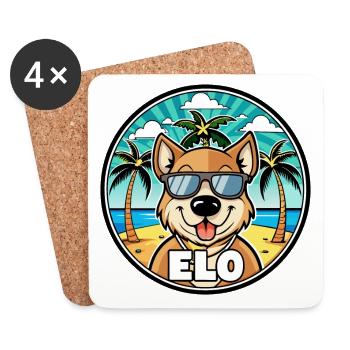 Lunettes de soleil de dessin animé de race de chien plus longue plage - Dessous de verre (lot de 4) - blanc - Devant