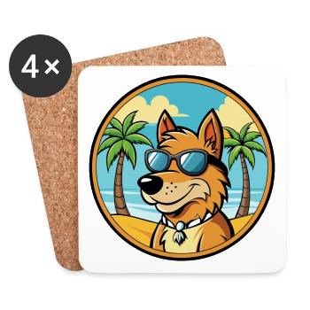 Friesischer Vorstehhund Rasse Cartoon Sonnenbrille Strand - Untersetzer (4er-Set) - Weiß - Vorne